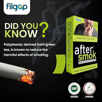 tobacco mouth freshener Filgap After Smoke Mouth Freshener Strips for Smokers with Polyphenol  Reduces Harmful Effect of Smoking, 10 mg Herbal Polyphenol Mouth Dissolving