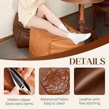 PUSKIU Stuffable Cushion Bag, 2025 nstuffed Pouf Ottomans, Floor Footrest Cushion, Can Store Unused Clothes, Blankets, for Living Rooms Bedrooms, Storage Solution, for Living Rooms Bedrooms (Green)