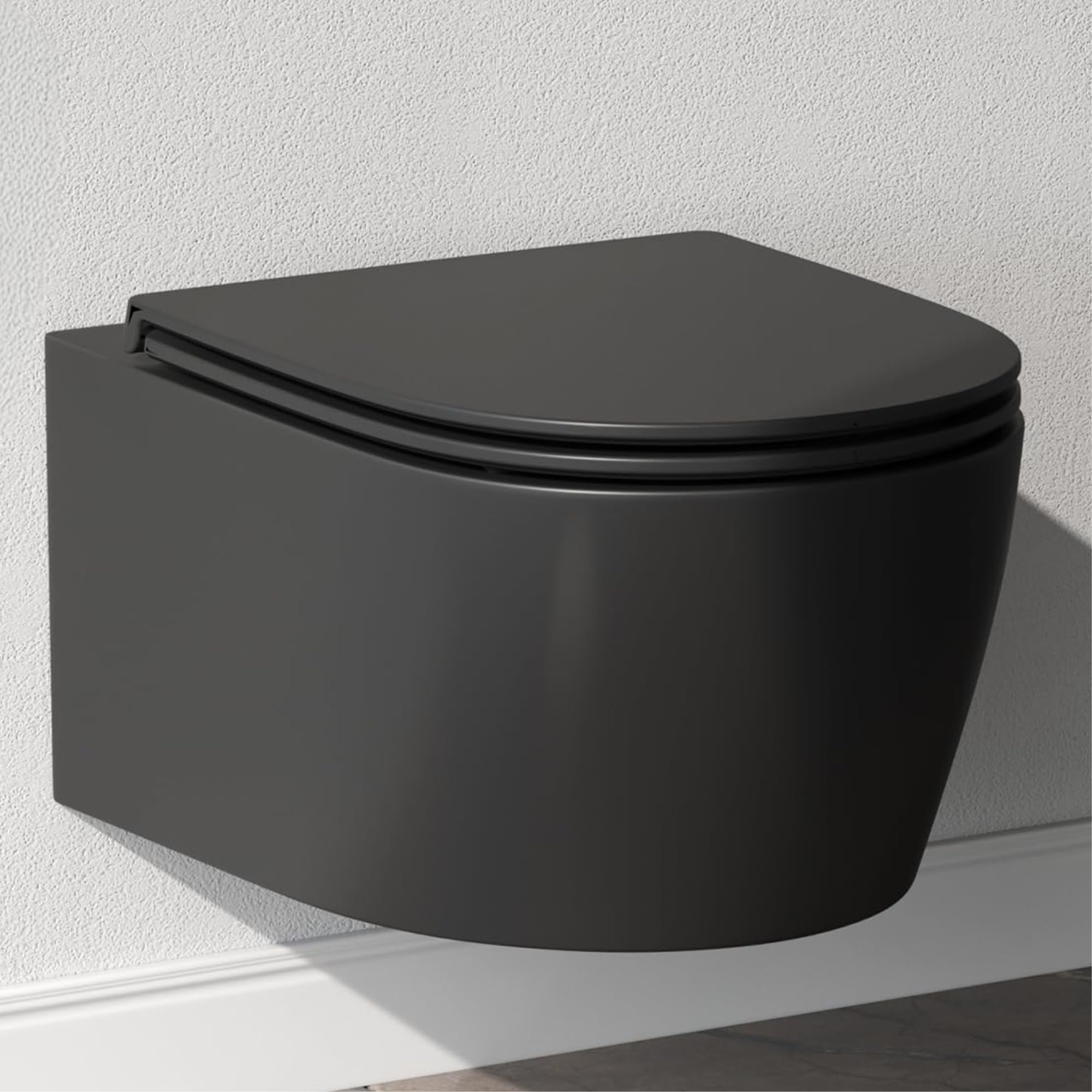 AM.PM WC suspendu cuvette et WC surélevé avec abattant SoftClose, cuvette murale en céramique sans rebord, design moderne pour salle de bain