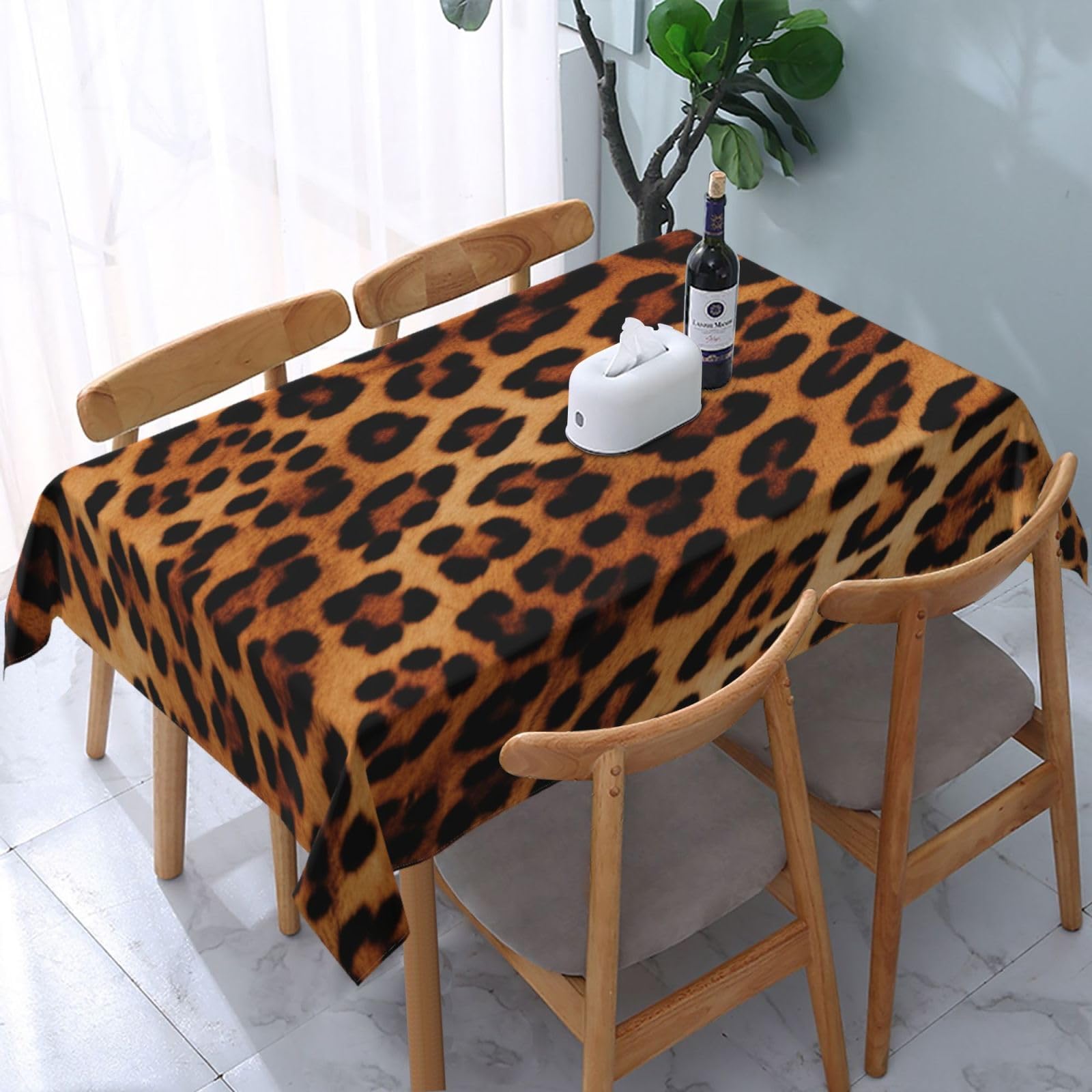 WPKJU Leopard Print Printed Tablecloth Water Resistant Table Cover Washable Rectangle Table Cloth for Tables 54x72 in