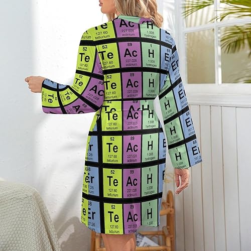 Miniatura 6 de Science Teacher Chemical Elements Soft Womens Robe Long Sleeved Sleepwear Short Bathrobe V-Neck Loungewear