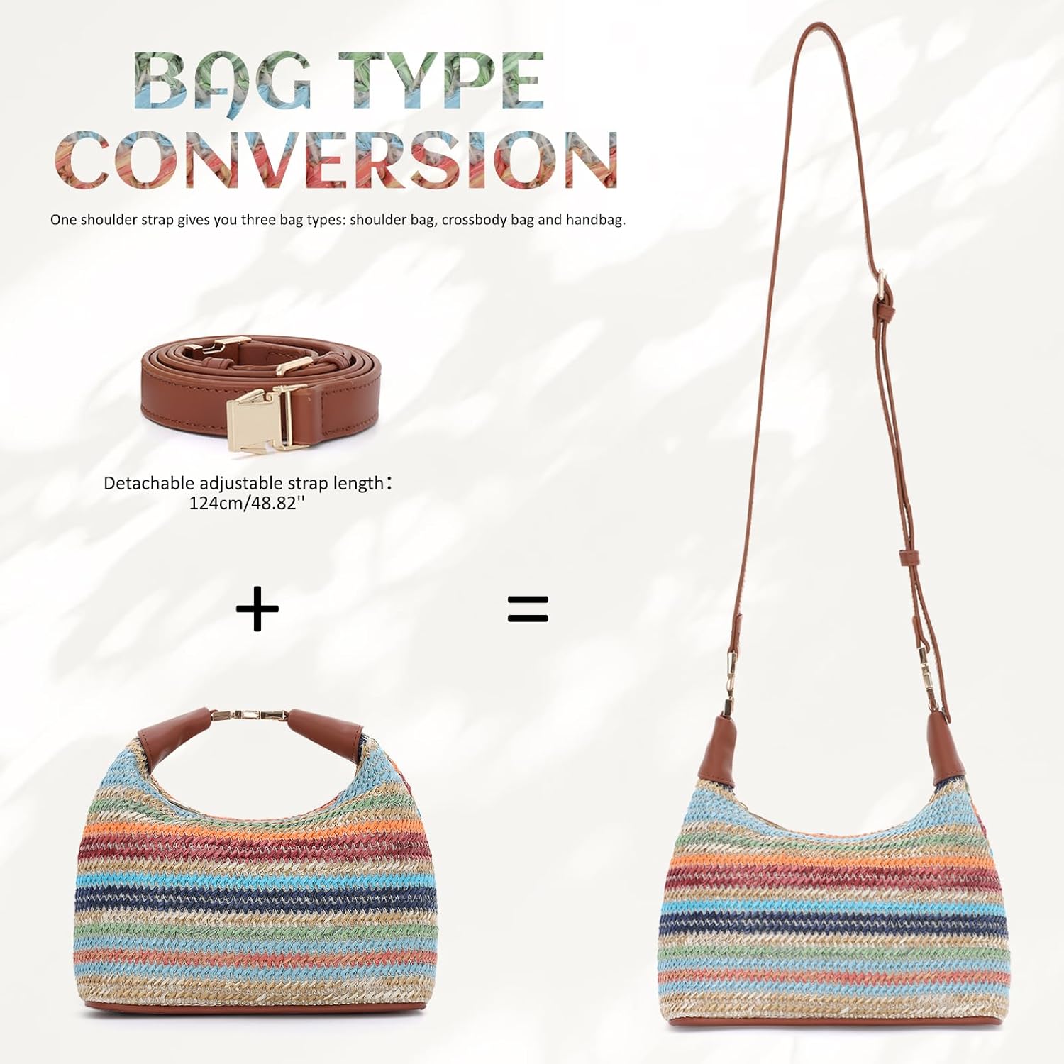 SUKUTU Straw Bag for Women Summer Beach Shoulder Bag Vacation Woven Crossbody Purse Small Top Handle Satchel Handbag
