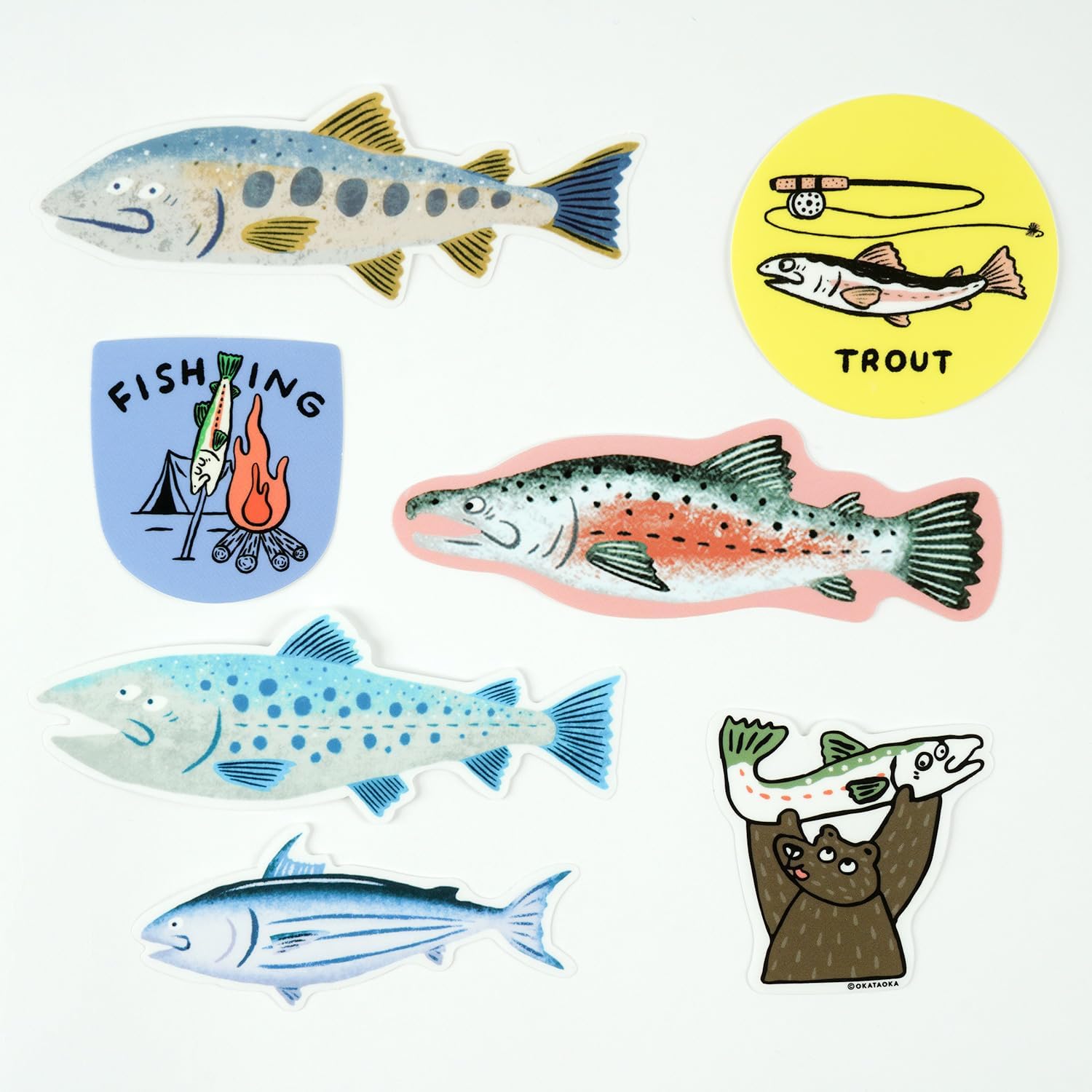 Okataoka Greeting Life Sticker Pack Fishing OKCK-46 Pink