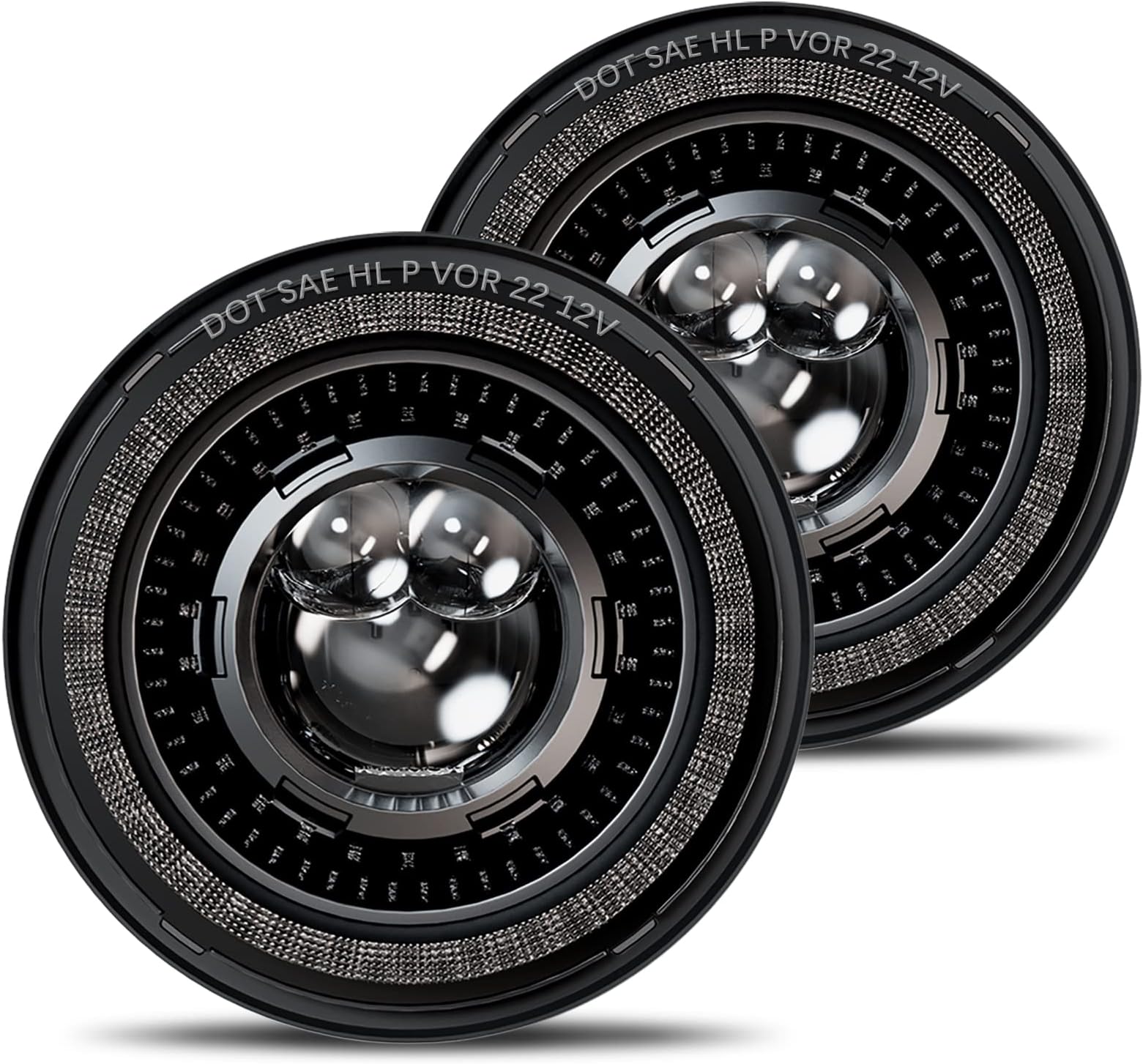 HWSTAR New 1000% Bright Anti-glare 7 Inch Led Headlights Round Compatible with Jeep Wrangler JK JKU TJ LJ Chevy Ford GMC etc w/Starry DRL Start-up Gradient Halo Turn Signal H6024 DOT Hi/Lo Sealed Beam