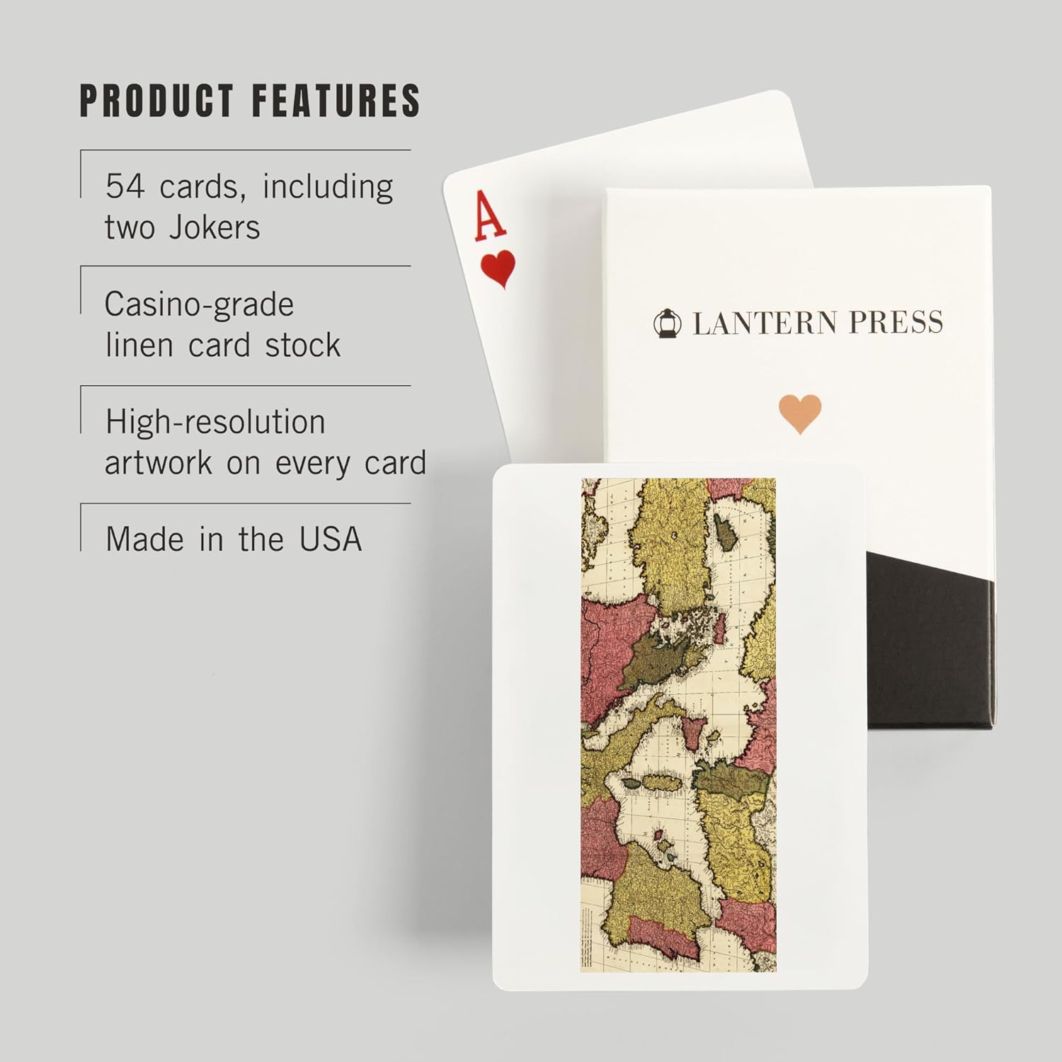 Lantern Press Mediterranean Sea, (1695), Panoramic Map, 52 Playing Cards for Adults, Poker Size Card Deck