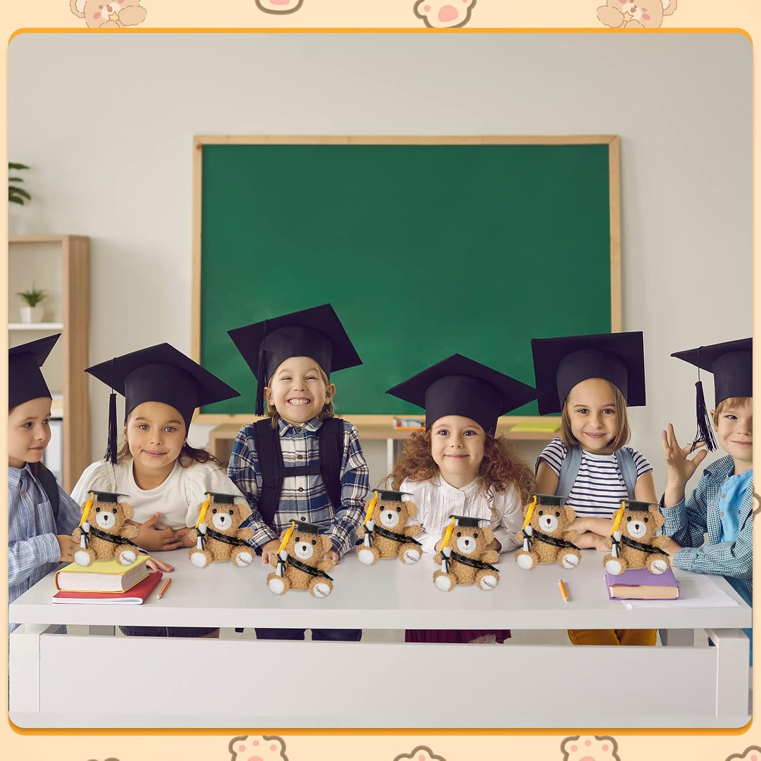 Chuangdi 12 Pcs 4 Inch Mini Graduation Bears Bulk Class of 2026 Mini Bears Plush Stuffed Animals with Diploma Cap Sash for Her Him Graduation Party Gifts Favors(Black)
