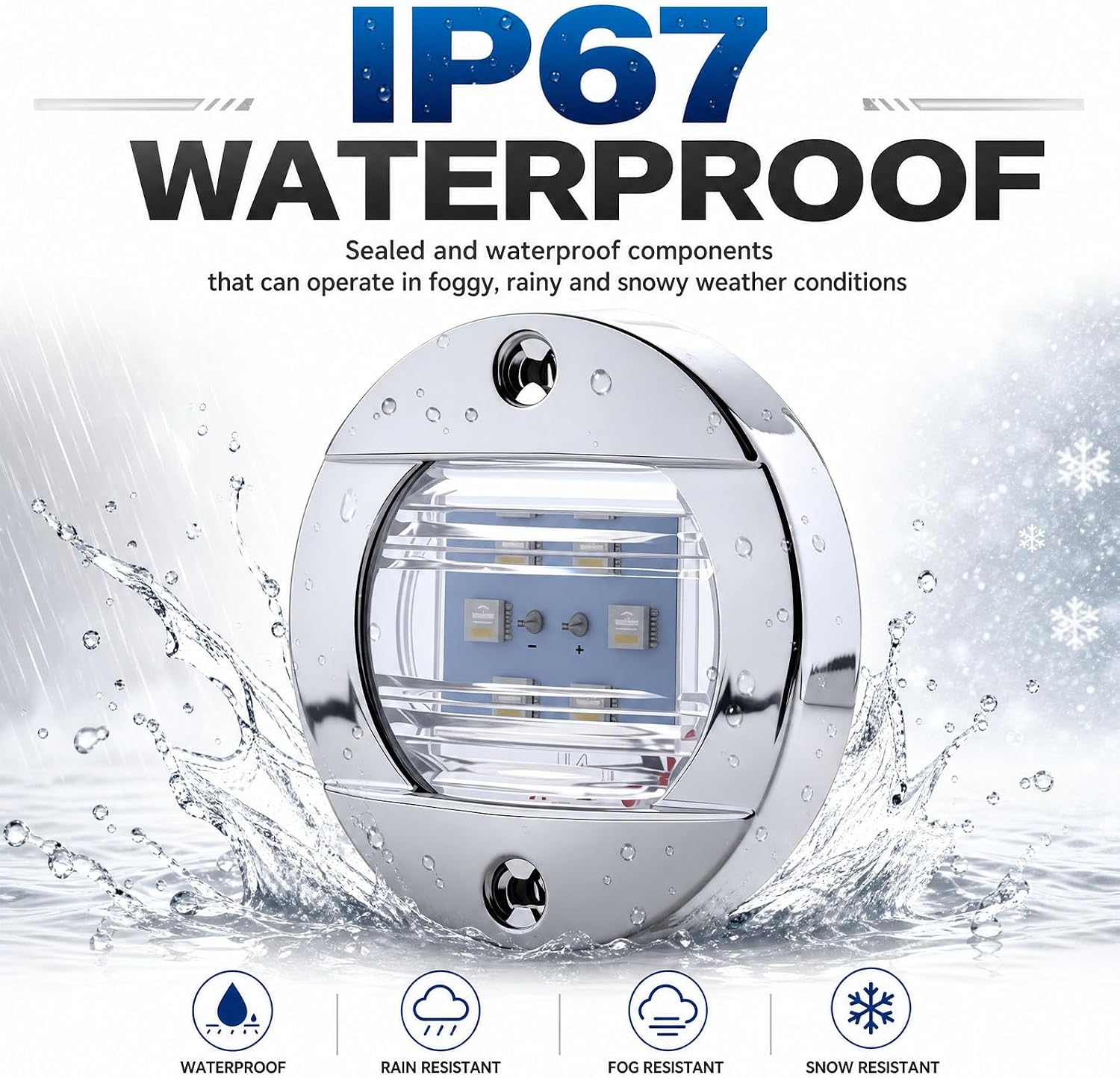 6Pcs 3 Inch Waterproof RGBW Marine LED Lights, Surface Mount, 12V, Navigation Courtesy Light for Pontoon, Kayak, Sailboat, Transom Stern Cabin