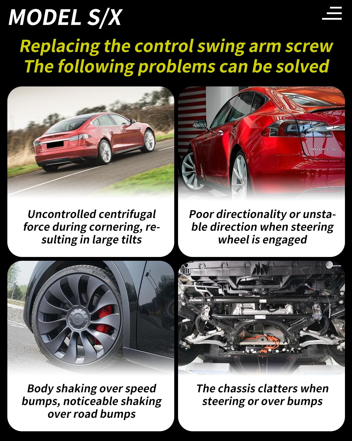 Replacement Bolt for Tesla Model S X Front Lower Control Arm M14x2.00x114 [10.9] - G720 (2007106) (2)