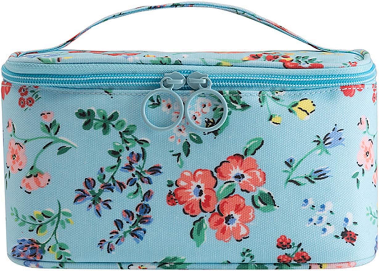 LIYUEUS Large Classical Makeup Bag waterproof Makeup Organizer Bag Travel Train Case Portable Cosmetic Artist Storage Bag with Adjustable Dividers for Cosmetics Makeup Brushes (Sky Blue)