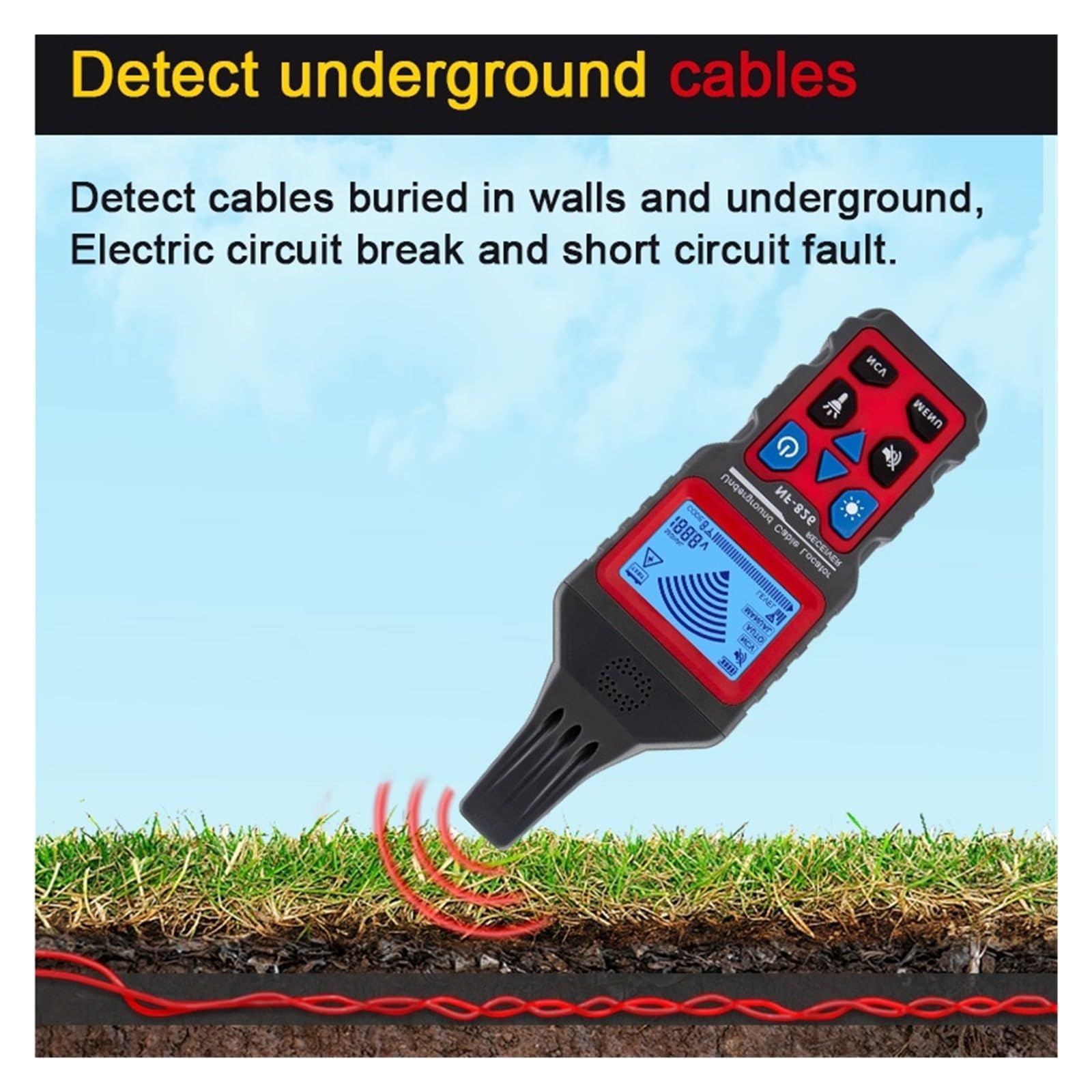 Detector Multifunción de Cable y Tuberías NF-826 - Localizador de Cables Subterráneos, Rastreador para Paredes, Líneas Eléctricas, Tubos de Agua y Gas - Ideal para Instalaciones y Reparaciones