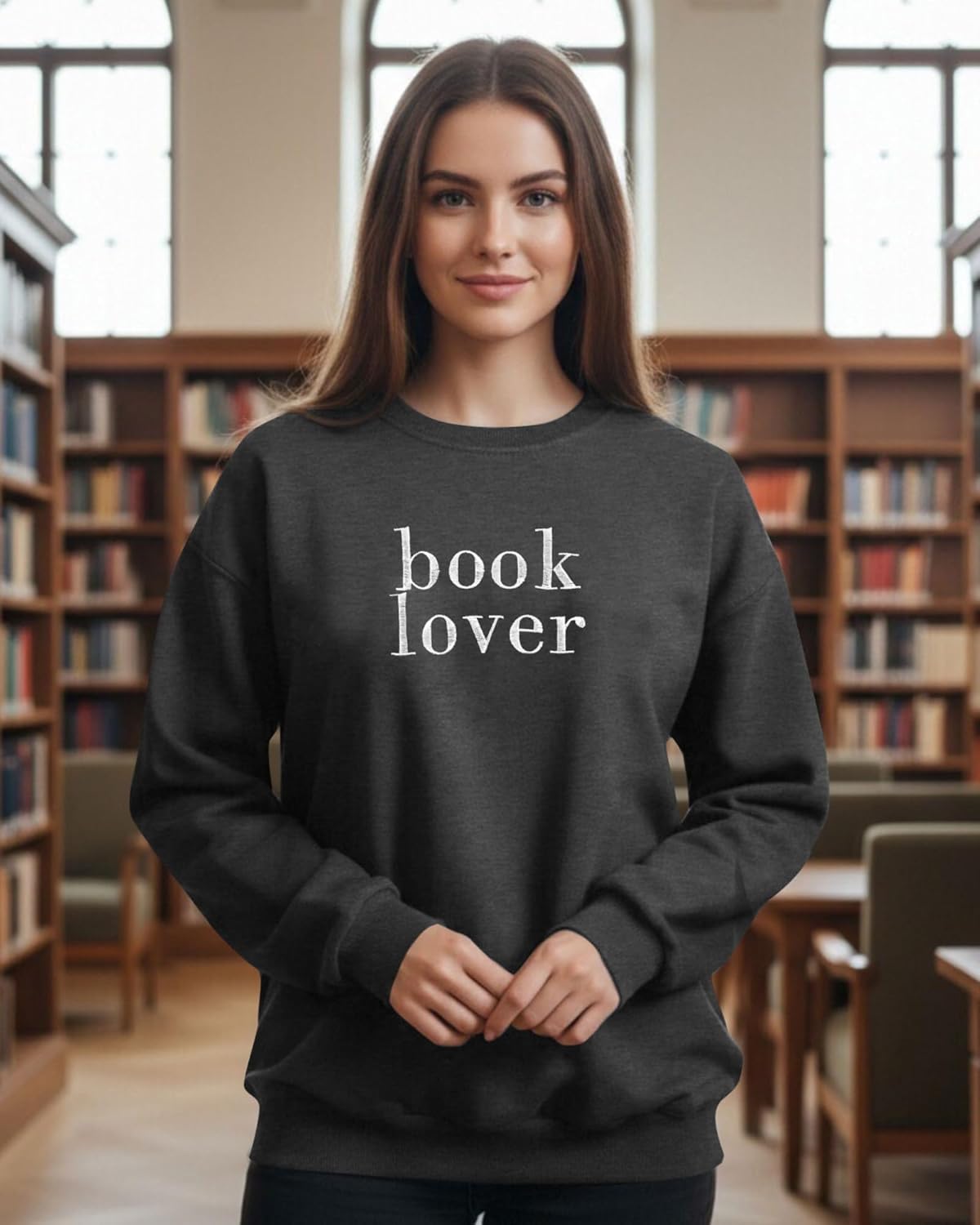 MOUSYA Book Lover Embroidered Sweatshirt Women Funny Reading Book Long Sleeve Shirt Casual Teacher Pullover Tops - Image 4