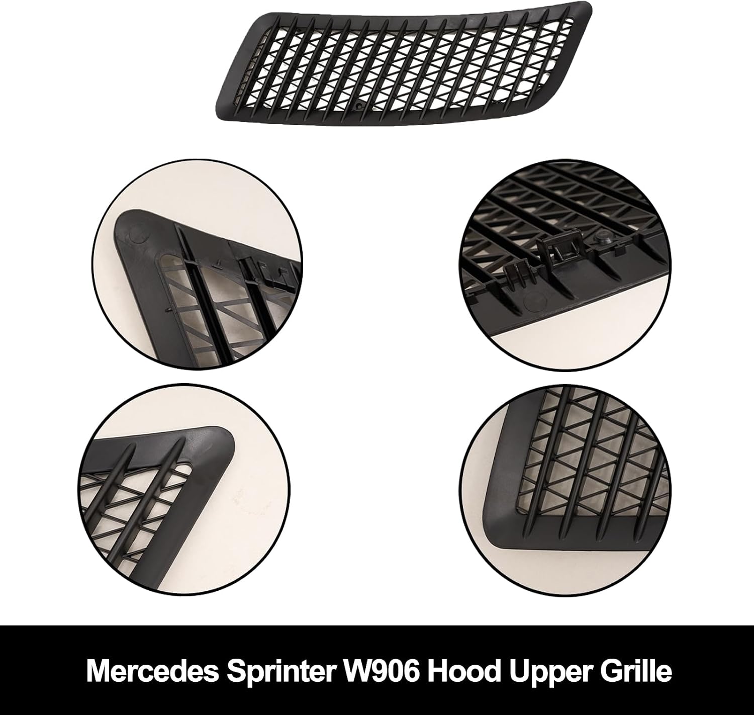 MP&PV Auto Parts Front Hood Upper Grille Assembly Set of 2 (Left Vented + Right Solid), Replacement Compatible with Mercedes Sprinter W906 2500 3500 2006-2020, OE 9008360118, 9008360018
