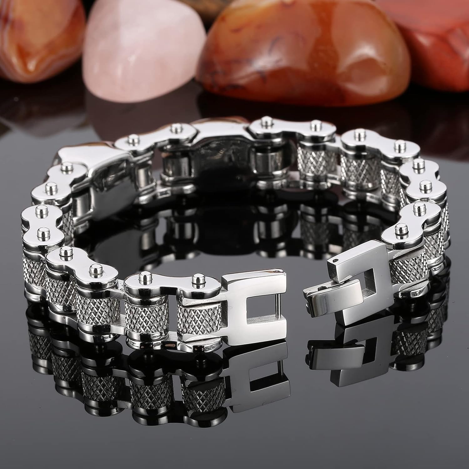 Gothic Stainless Steel Skull Bracelet for Men Charm Bicycle Motorcycle Chain Skull Mens Jewelry Punk Fashion Vintage Bracelets Gift for Him - Image 2