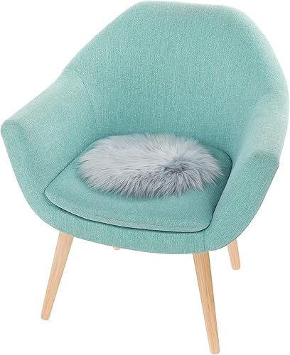 Miniatura 8 de Alfombra redonda suave de piel sintética de 12 pulgadas, funda de asiento para dormitorio y sala de estar, tamaño pequeño para fotografiar fondo de