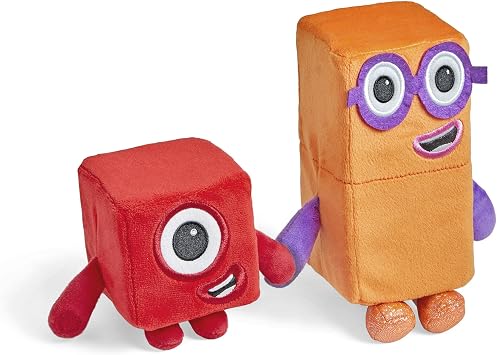 hand2mind Numberblocks One & Two Playful Pals, Plush Figure Toys, Numbers for Toddlers, Preschool Math Learning Toys, Stuffed Animal Plushies, Counting Blocks, Soft Stuffies, Kids Birthday Gifts