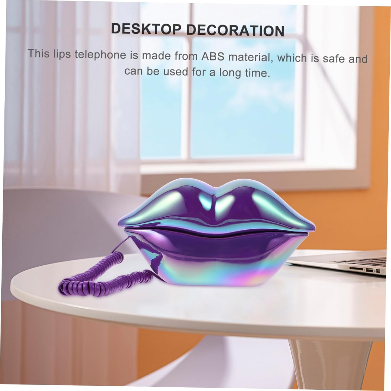 Lips Landline Phone Decor Retro Stylish for Home Decoration Novelty Rotary Phone Ornament Unique Art for Living Room and Office