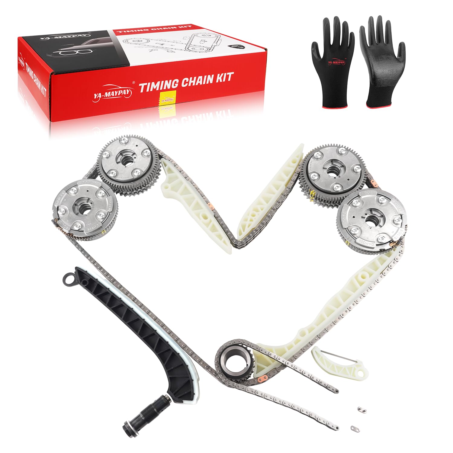 M272 Timing Chain Kit Camshaft Adjusters Replacement Compatible with Mercedes Benz W212 W211 X164 R171 W203 C230 C350 E350 GLK350 ML350 SLK350 GL550 GL450 R350 CLS350 2.5L 3.0L 3.5L 5.5L