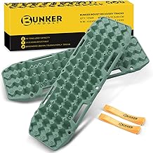 BUNKER INDUST Off-Road Traction Boards, Pair Recovery Tracks Traction Mat for Jeep Mud, Sand, Snow Traction Pads-Green Emergency Tire Traction Device