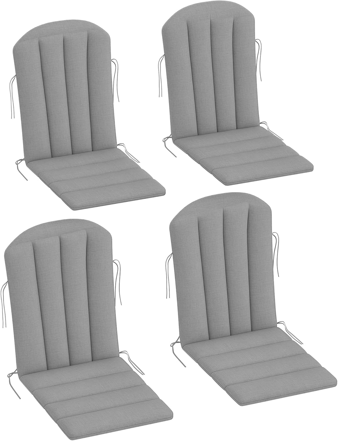 Outsunny Adirondack Chair Cushion Set of 4, Outdoor Chair Cushions with Ties, 25D High-Density Foam, High Back Patio Chair Cushions, Fade Resistant for Patio Furniture, 49" x 20" x 2", Gray