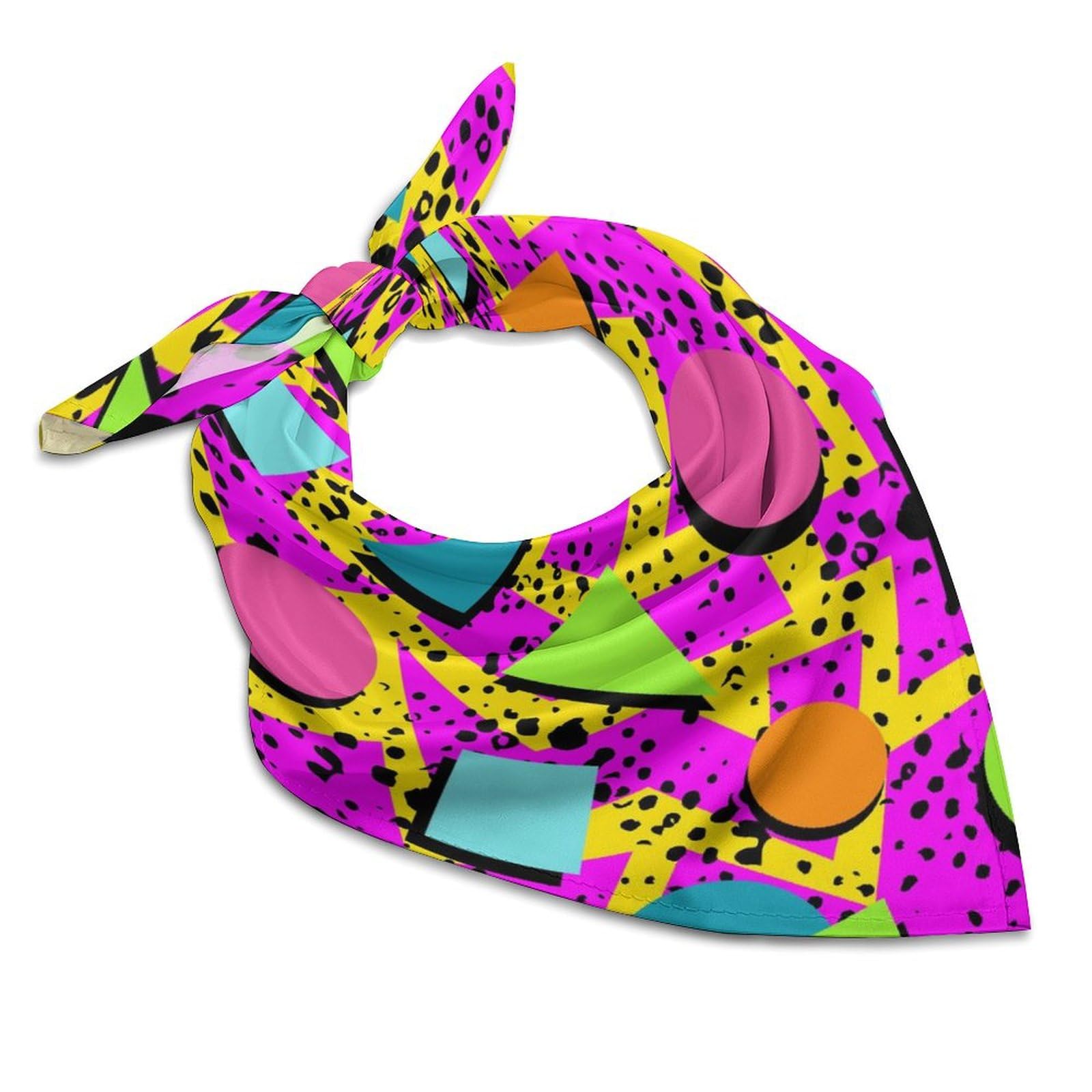 asbwuo Retro 80s 90s Pattern Bandana Hair Scarf Headband Adjustable Neckerchief for Men Women Decor