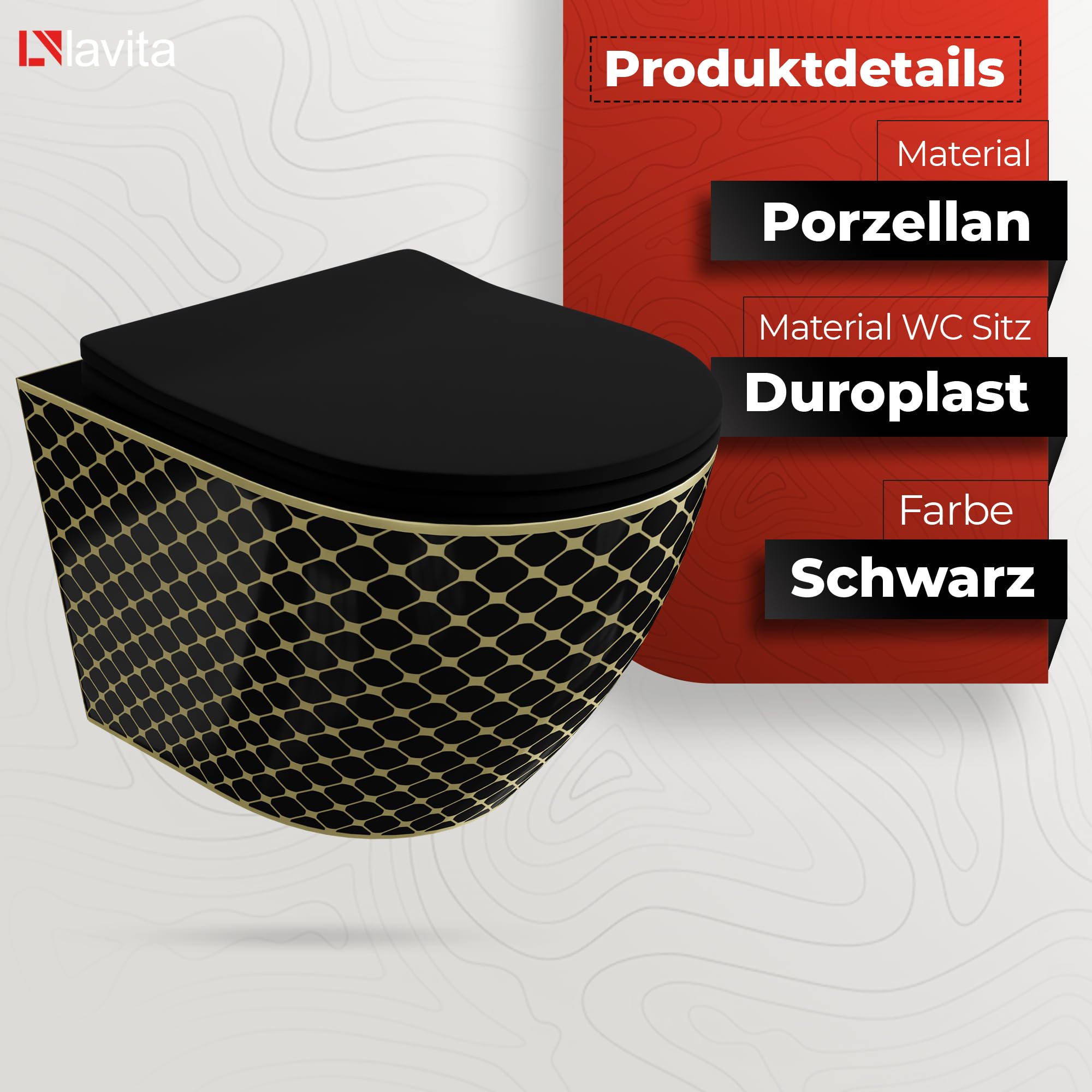 LAVITA | Vorwandelement Solido Start + Wand Hänge WC Sofi Slim Black Night Spülrandlos + WC-Sitz SoftClose |Verchromter Knopf | Komplettset | Unterputz Spülkasten | Toilette Komplett Sett |