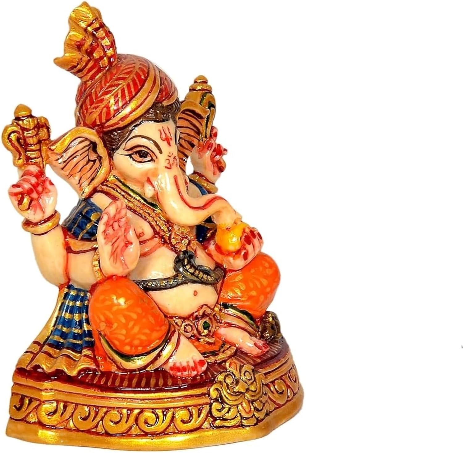 Resin Hindu God Lord Ganesha Ganesh Statue Idol Murti for Home, Office, Shop & Temple | Traditional Decorative Figurine | Multicolor | 8.5 × 5 × 7.5 cm image 5