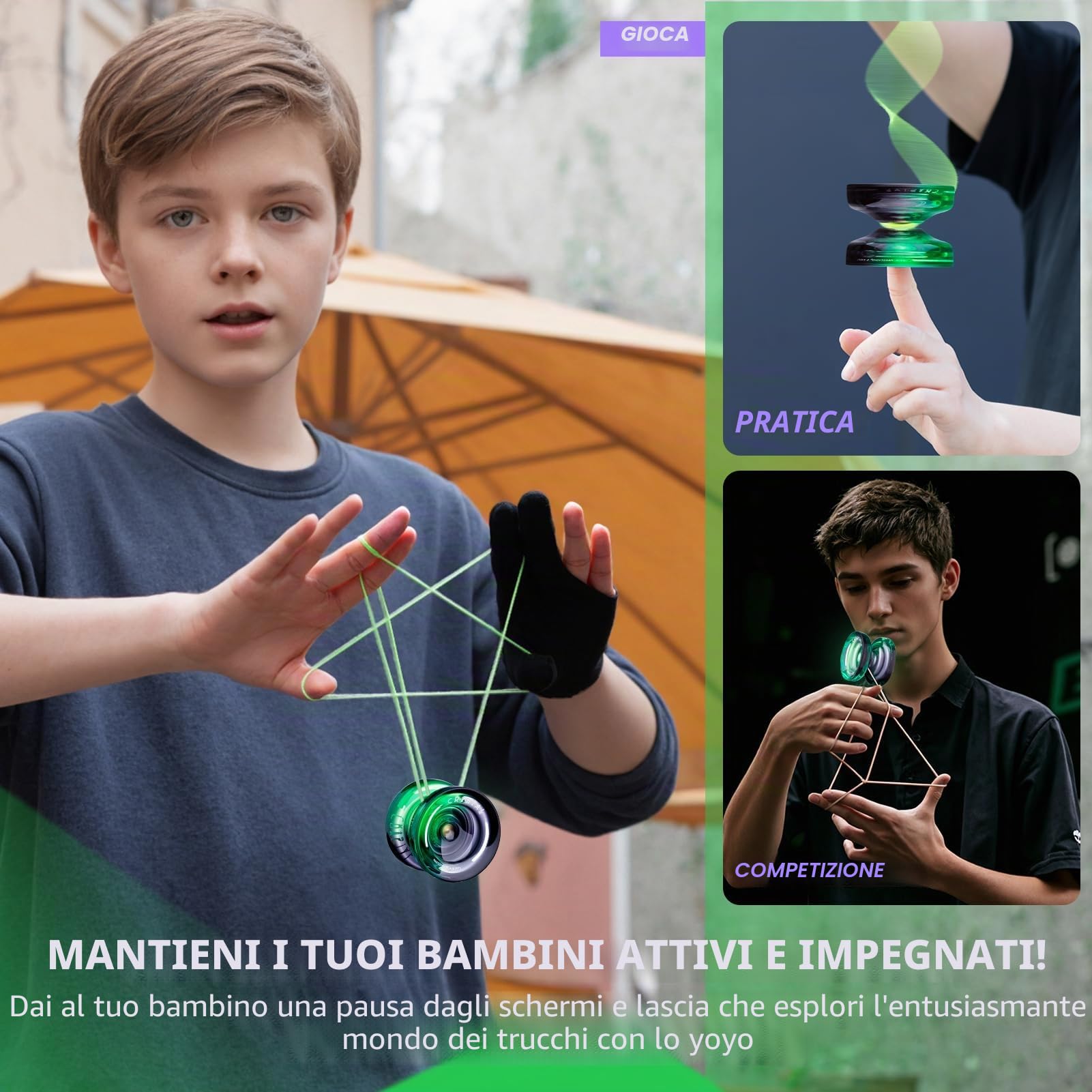 MAGICYOYO Crystal K2 Professional JoJo Con cuscinetti a sfera per bambini e principianti, trucchi reattivi e non reattivi con 12 corde e custodia