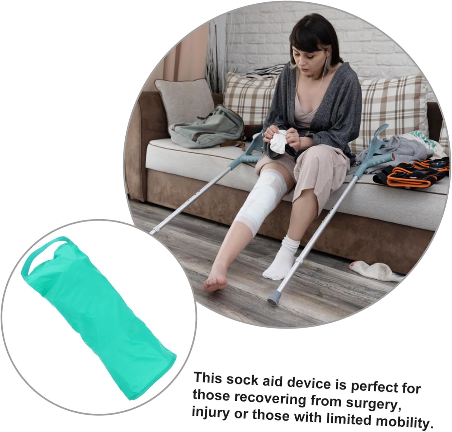Sock Aid Device for Seniors Three-Finger Sock Helper Tool Adjustable Size for Elderly Pregnant Women and Disabled Users
