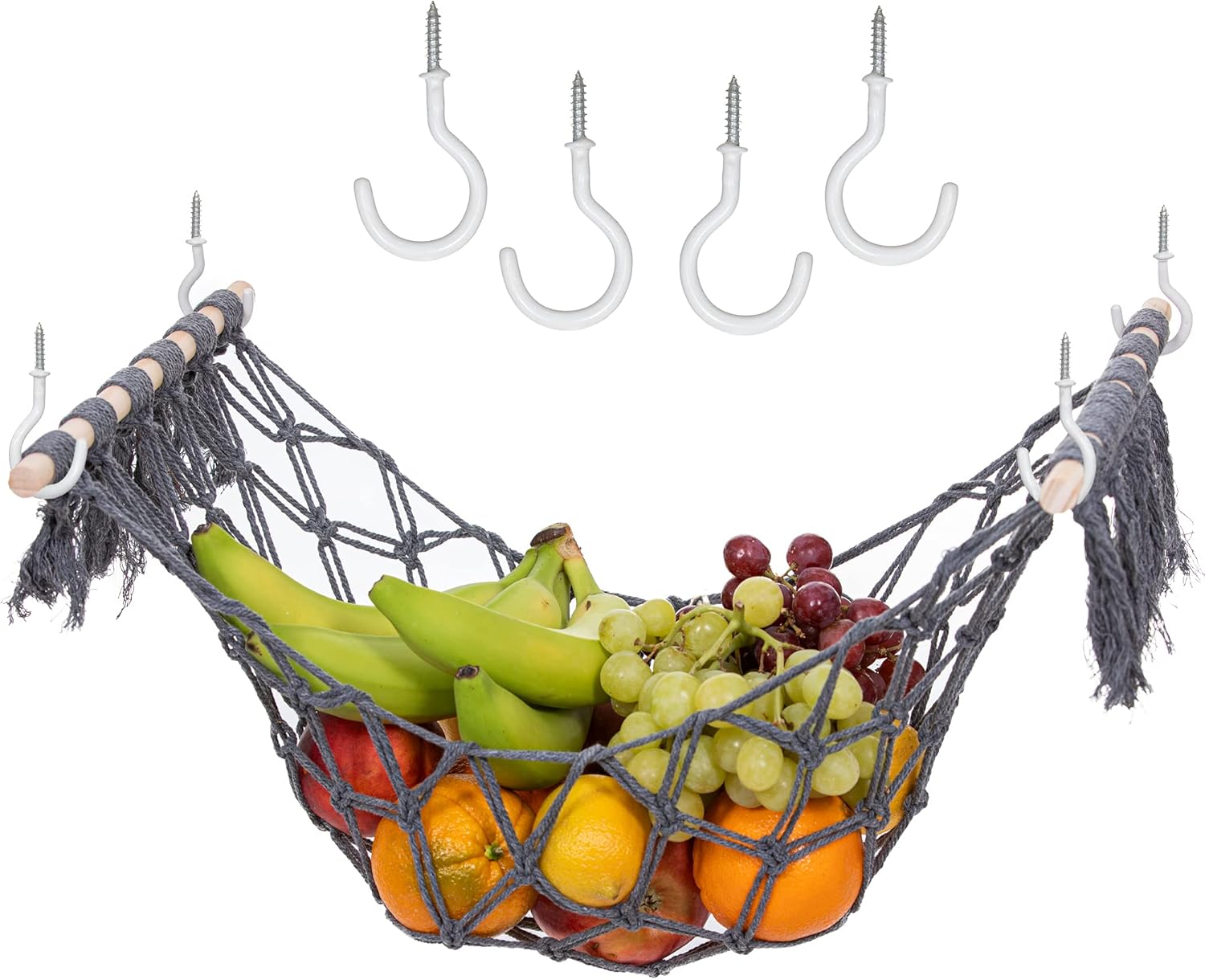 Macramé Fruit Hammock for Kitchen Under Banana