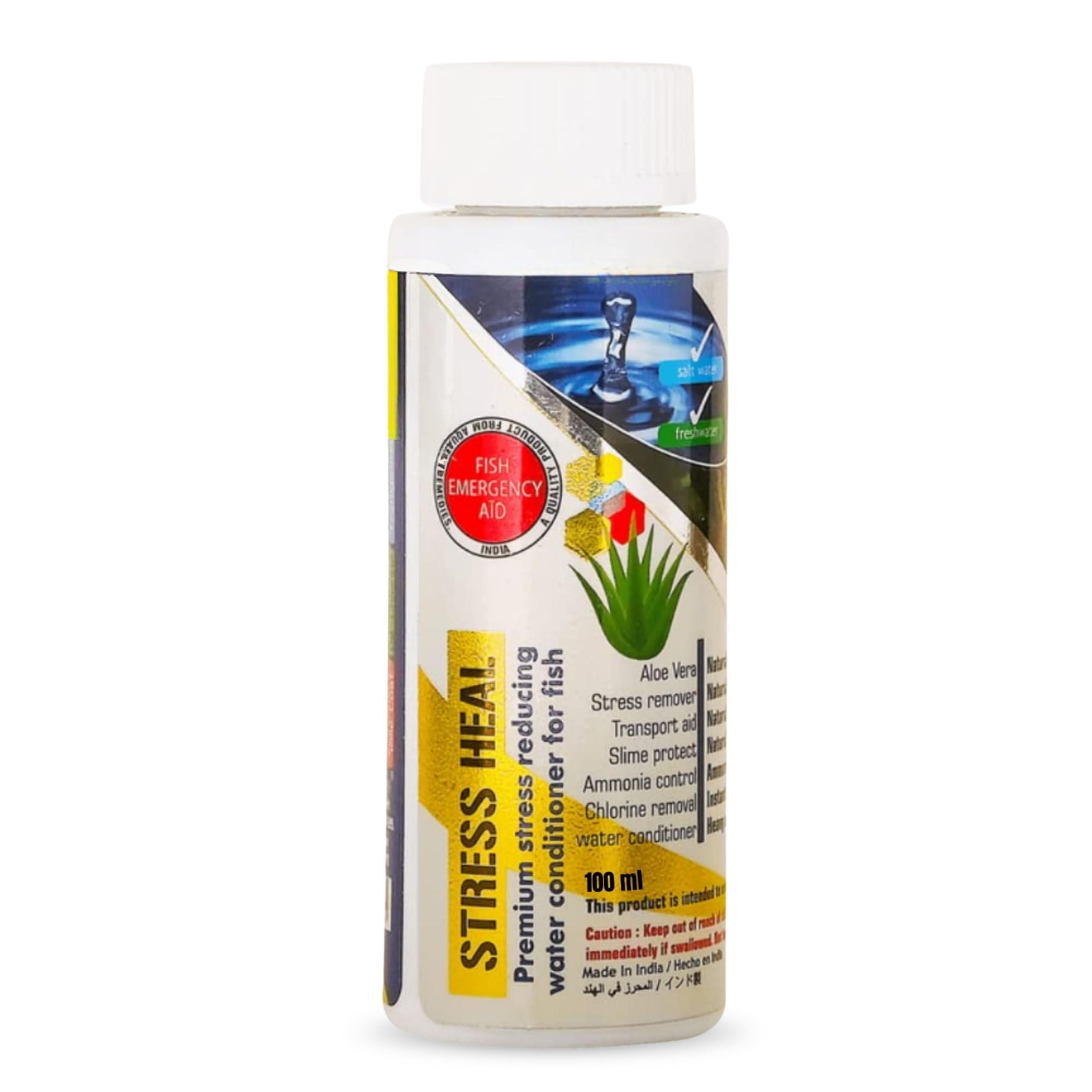 Aquatic Remedies Stress Heal - 100ml | Suitable for Fresh and Salt Water | Rapidly Reduces Stress and Mortality | Aquarium Water Conditioner with Free Key Ring