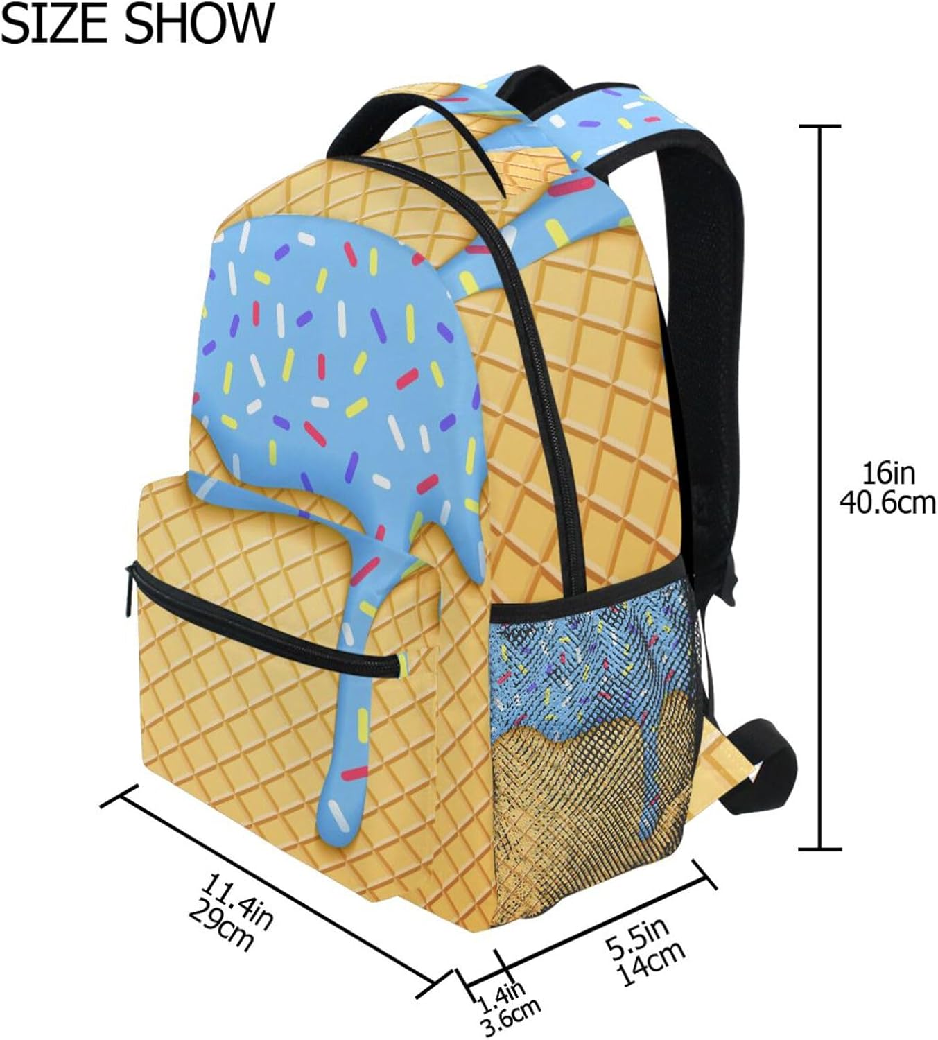 Ice Cream Surface School Backpack Bookbags, Athletic Student Laptop Book Bag,Backpack with Side Pockets for Travel, Hiking, Camping - Image 8