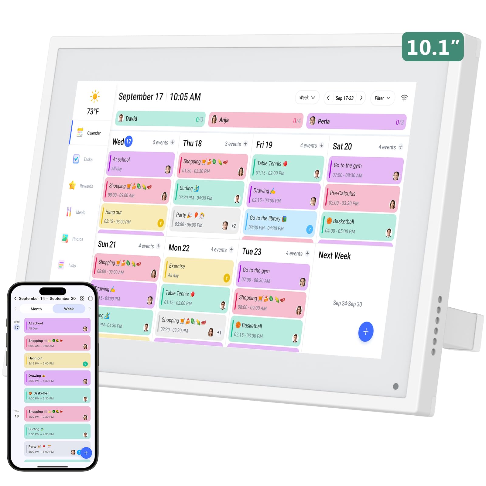 Calendario Digitale da Parete 10,1 Pollici Touch Screen - Planner Familiare con 32GB di Memoria, Cornice Foto Digitale, Sincronizzazione App e Cloud, Agenda Smart