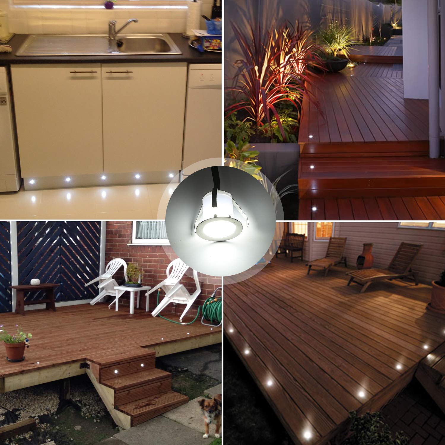 Kit De 10 Spots LED Encastrables DarisingSun Pour Extérieur - Éclairage Terrasse, Jardin, Allées - IP67 étanche - Blanc Froid