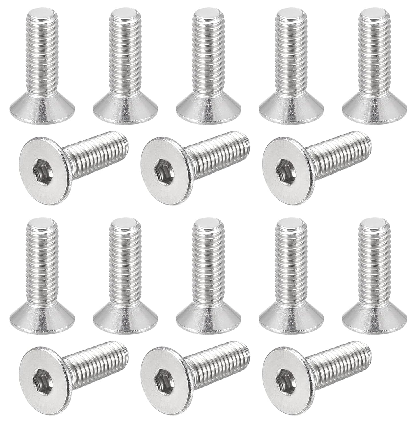 M3 x 10mm Flat Head Hex Socket Cap Screws, 304 Stainless Steel Inner Hex Screw Fasteners Bolts, Machine Screws, Full Thread, 200PCS — image 1