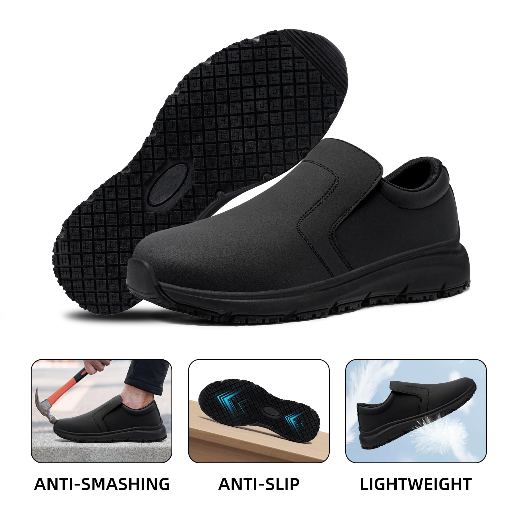 Sicherheitsschuhe Herren Damen rutschfeste Kochschuhe wasserdichte Arbeitsschuhe Küche Leicht SRC Bequemer Dämpfung Arbeitsschuh mit Stahlkappe