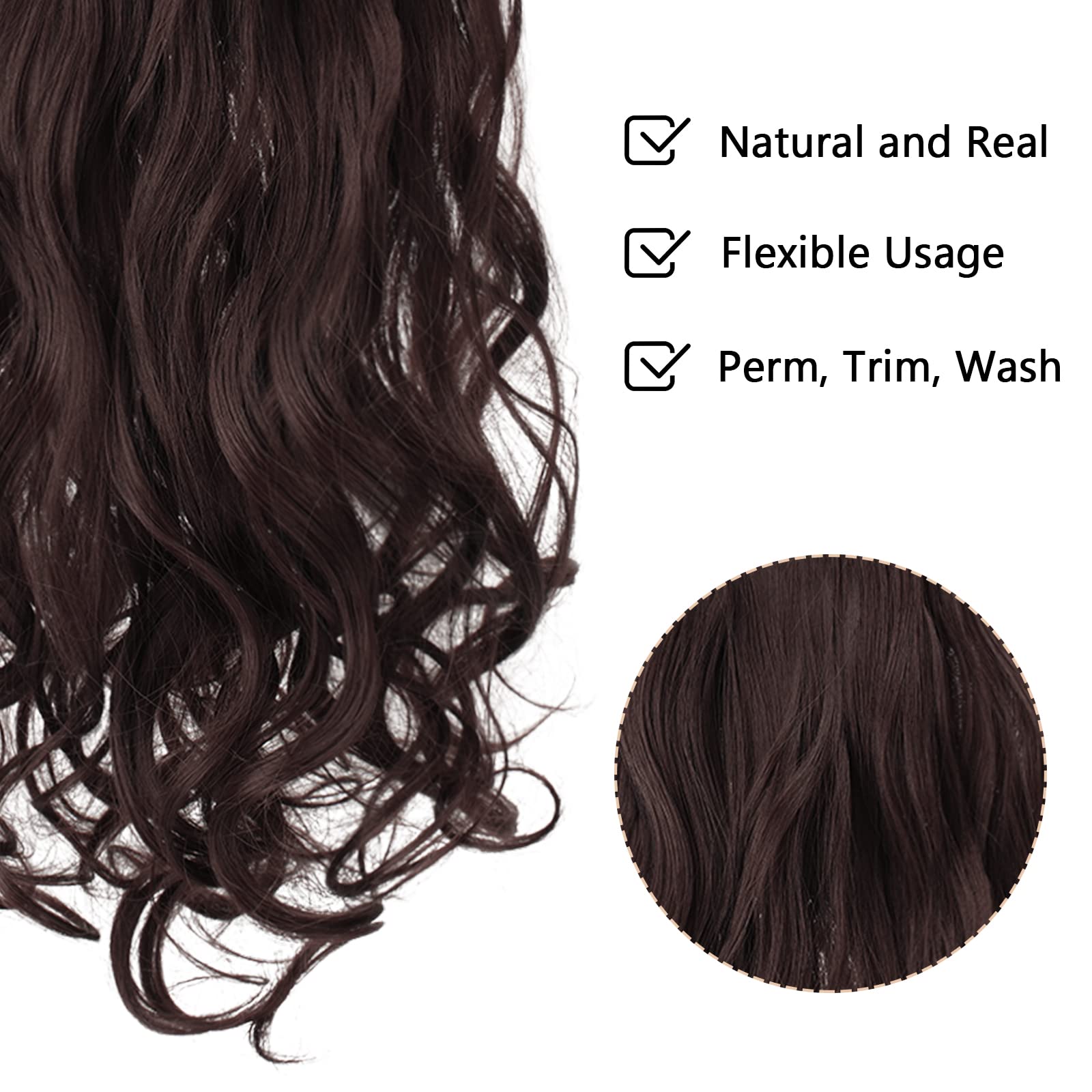 FESHFEN Clip in Hair Extensions 7 PCS Full Head 20 inch Curly Wave Synthetic Clip Hair Piece Wavy Hairpiece for Women Girls 2