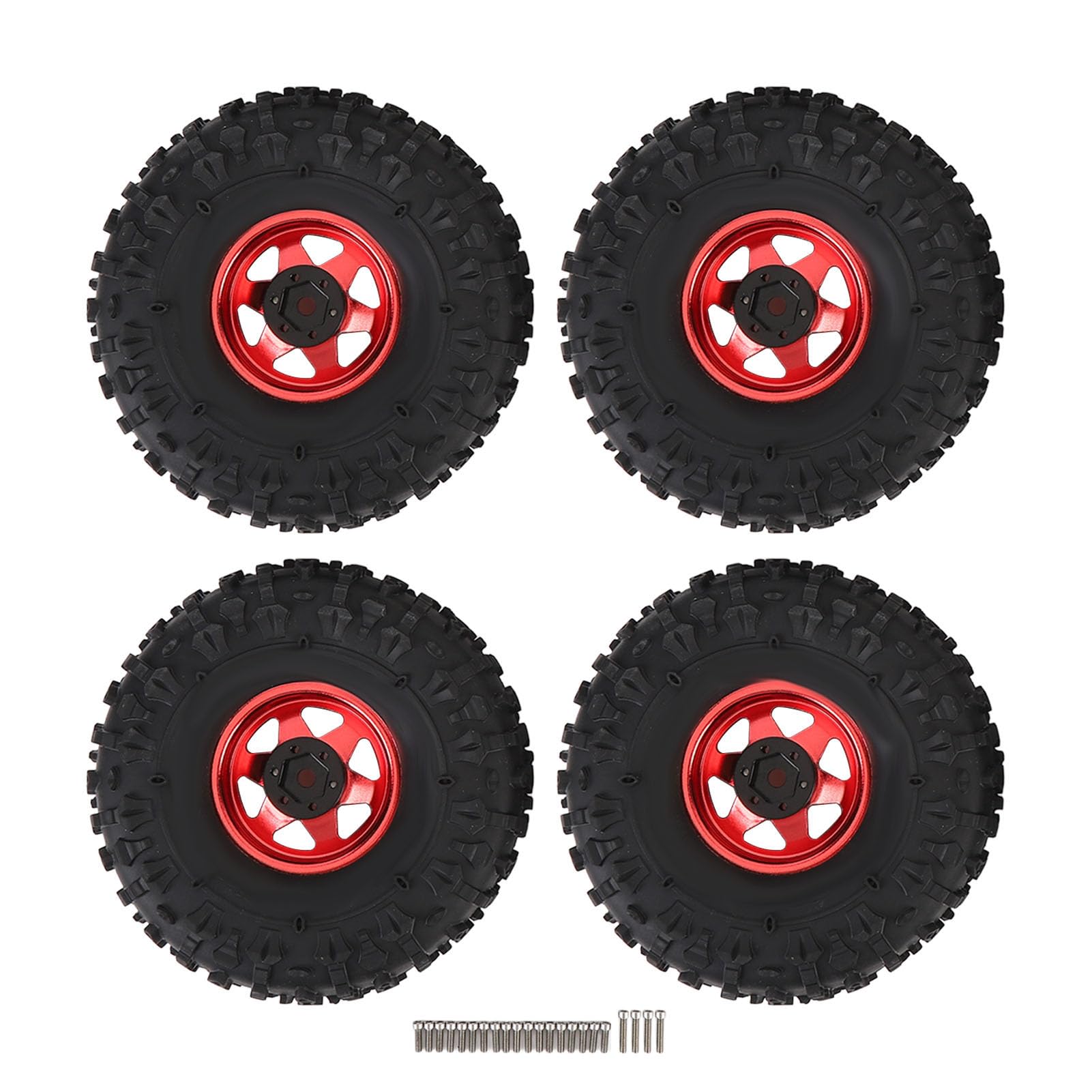 Generic Wysokowydajny Zestaw Opon 1,9 Cala do Gąsienic RC na Trudne Przygody do Axial SCX10 Wykonany z i Metalu, 4 szt. (czerwony)