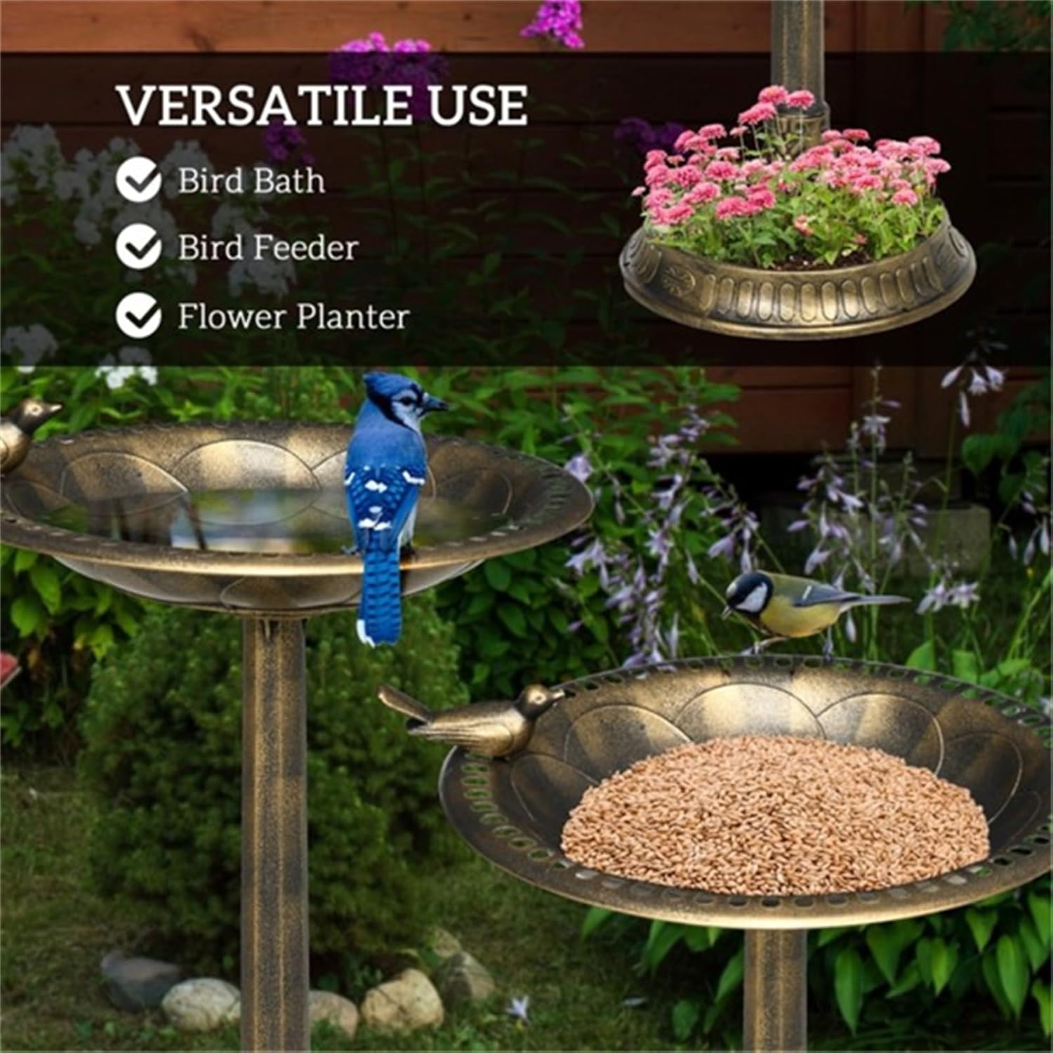 Bird Bath/Bird Feeder Bowl/Bird Baths are Suitable for Outdoor patios and Gardens