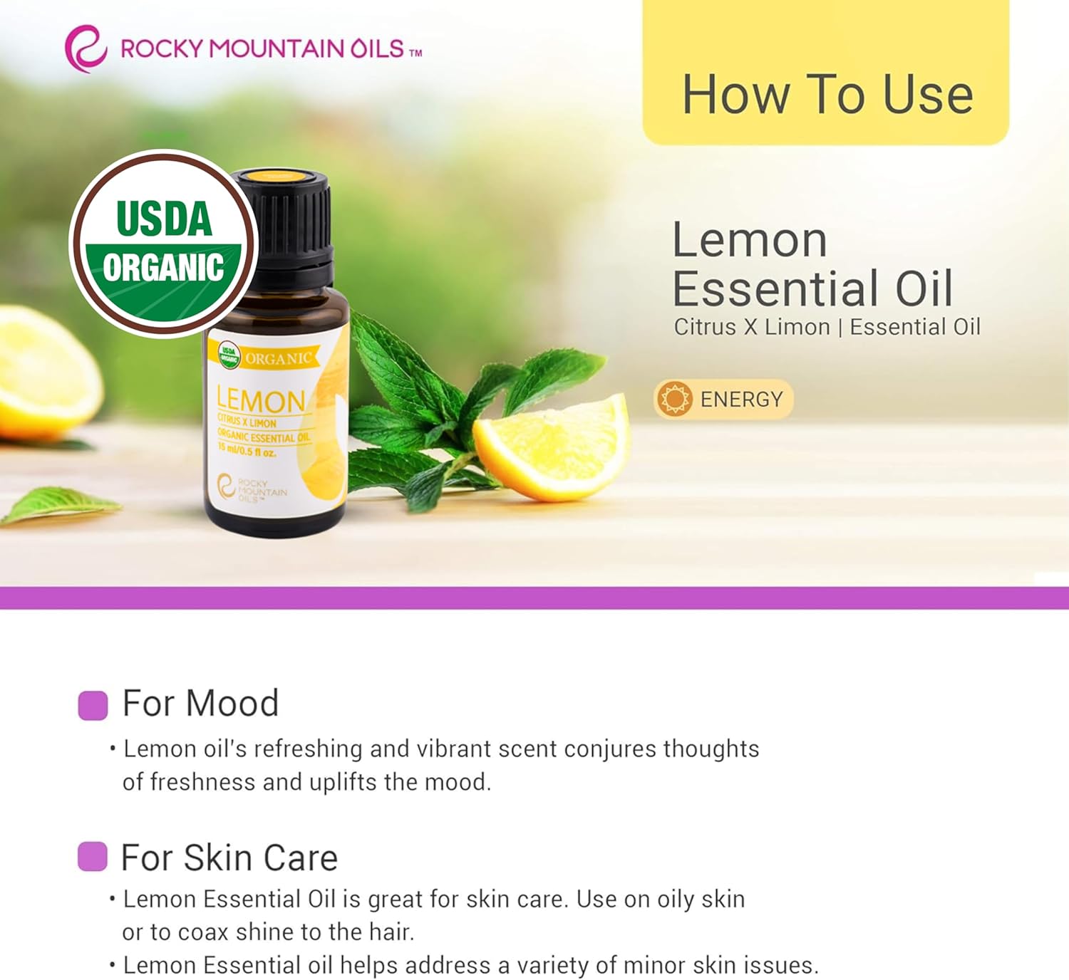 Organic Lemon Essential Oil 15ml (Pack of 2)
