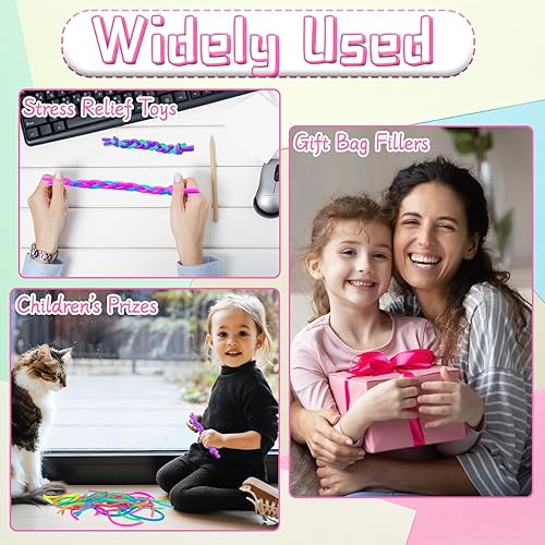 Miniatura 5 de 100 piezas de juguetes elásticos para ansiedad, coloridos juguetes sensoriales de cuerdas elásticas, juguetes sensoriales para aliviar el estrés,