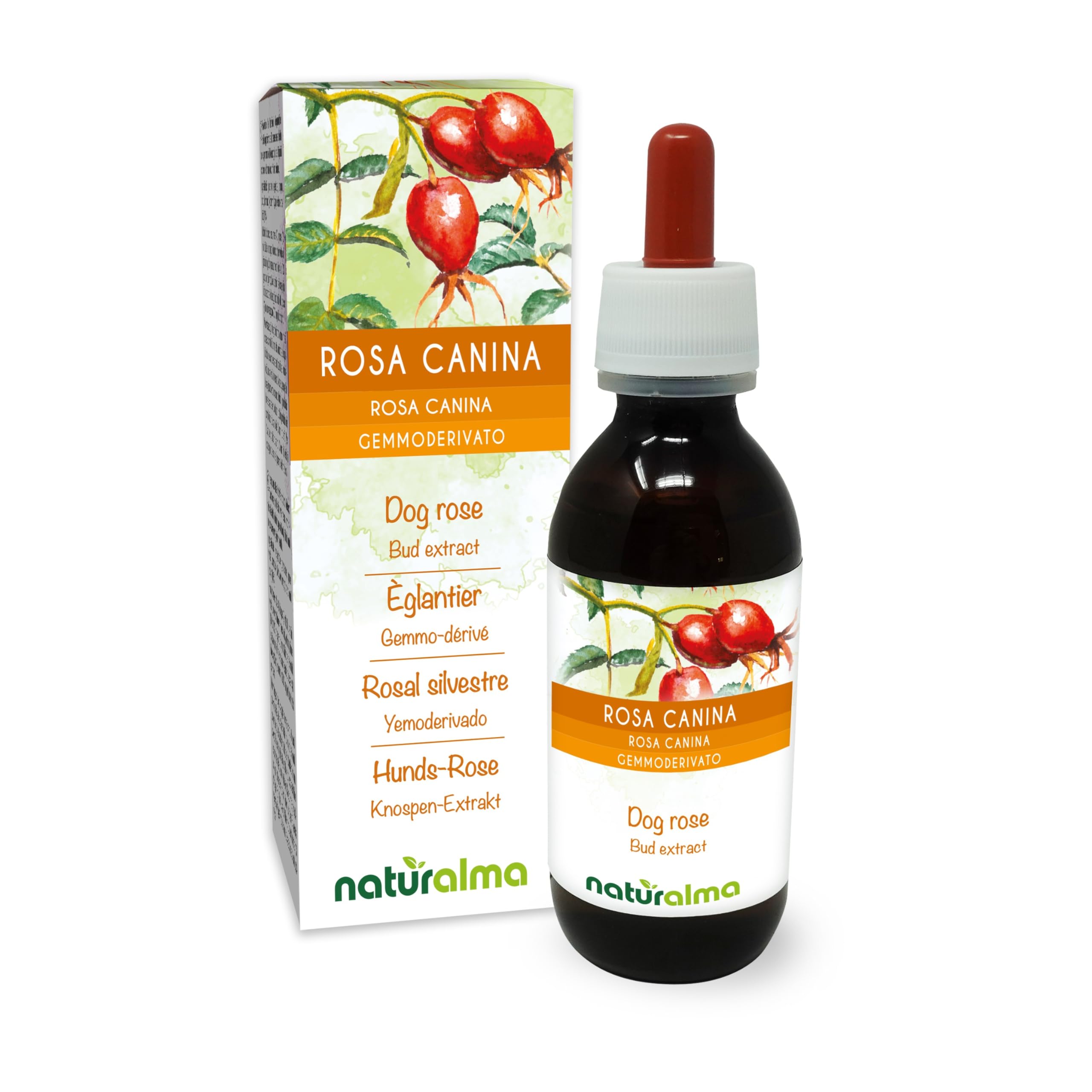 Dog Rose (Rosa canina) Alcohol-Free Bud Extract from Fresh Buds Naturalma - Liquid Drops 120 ml - Food Supplement - Vegan