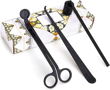 3 in 1 Candle Accessory Set,Candle Care Kit,Candle Wick Trimmer,Wick Dipper with Gift PackagingBlack