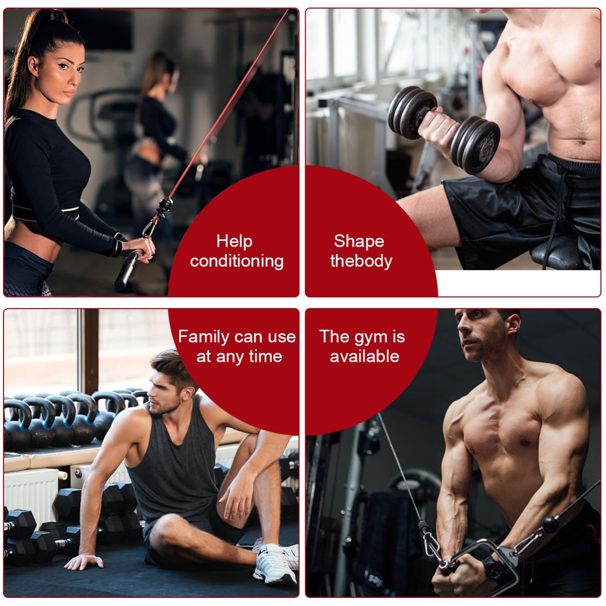 Abaodam 9stücke Seilzugsystem Latzugsystem Trainingsgerät Fitnessgerät Für Armkrafttraining Brustmuskel Rückenmuskel Muskelaufbau Kraftsteigerung