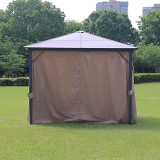 Sunshine Outdoor Privacy Gazebo Curtains, Replacement Universal Curtain Sidewalls 4-Panels Set, for Patio, Garden, Yard (Only Curtains) (10' x 12', Khaki)