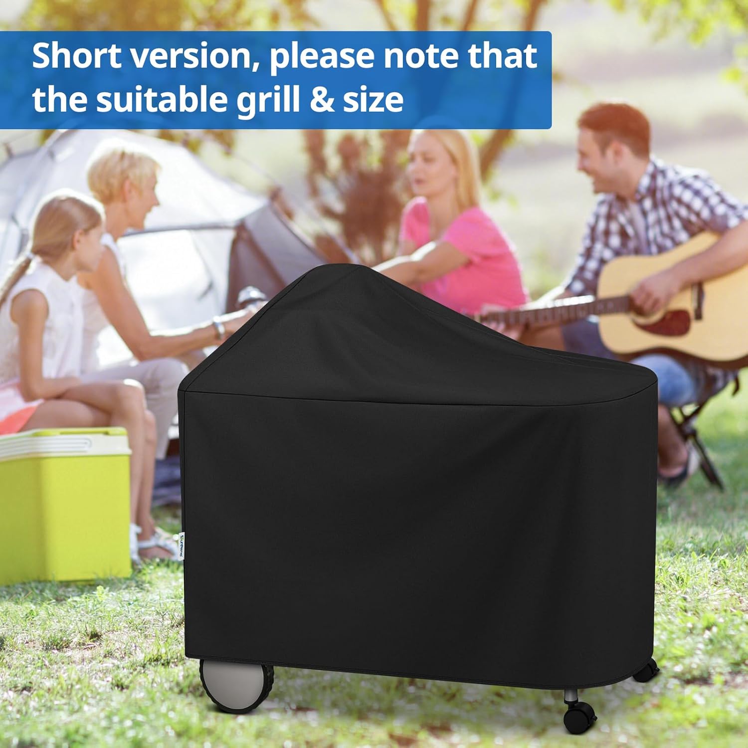 SunPatio Outdoor Waterproof Grill Cover Compatible for Weber 22 Inch Performer Premium Deluxe, RecTeq, Char-Griller Grills, Compared to Weber 7152, Heavy Duty Weather Resistant Charcoal BBQ Cover