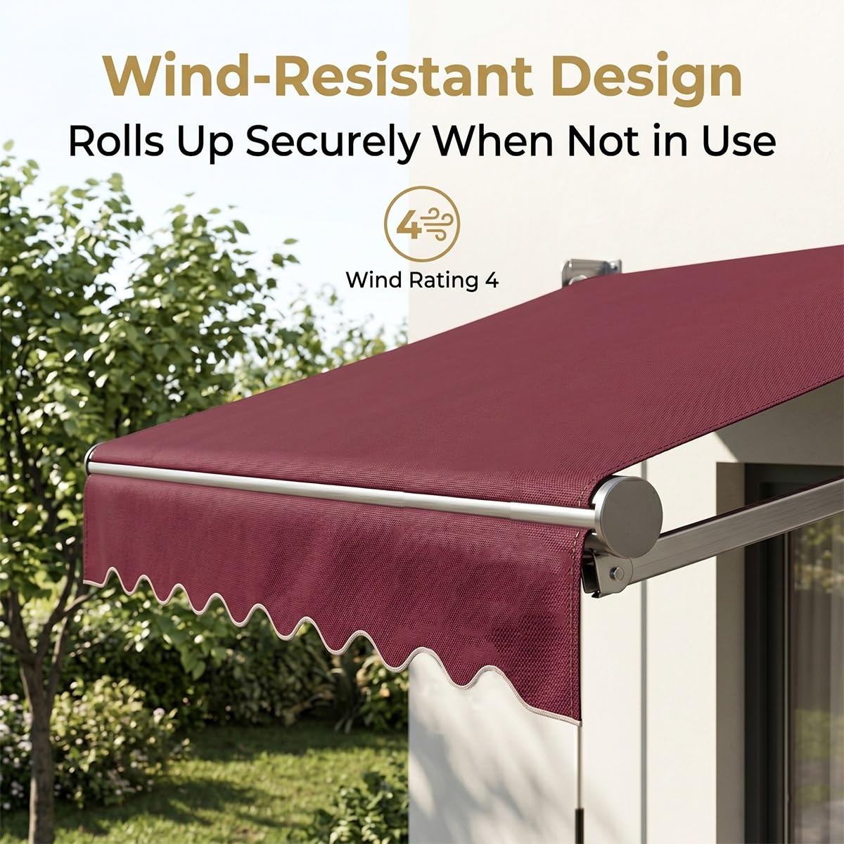 Ersatz Markisentuch Markisenstoff mit Volant Nur Stoff ohne Rahmen Wasserdicht Polyester Balkonmarkisen Canvas Sonnenschutz Unterstand für Hof Deck Balkon Outdoor 7.5m 8m 8.5m