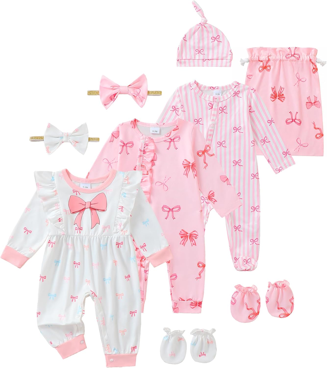 SUNNY PIGGY Newborn Girl Clothes 11-Pieces Fall Baby Coming Home Outfits