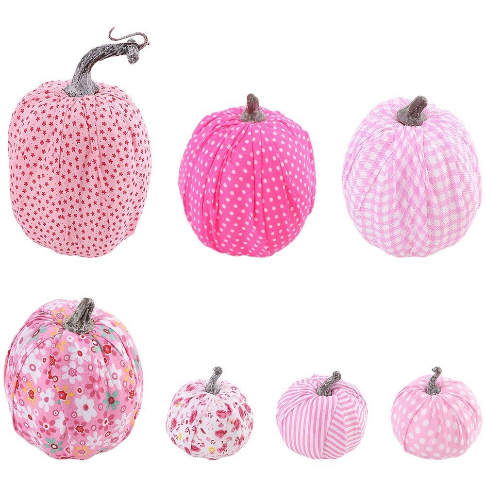 Caeanhi 7pcs Artificial Pumpkins Harvest Lifelike Pumpkin Ornament Assorted Sizes Fake Foam Pumpkins Set for Fall Autumn Thanksgiving