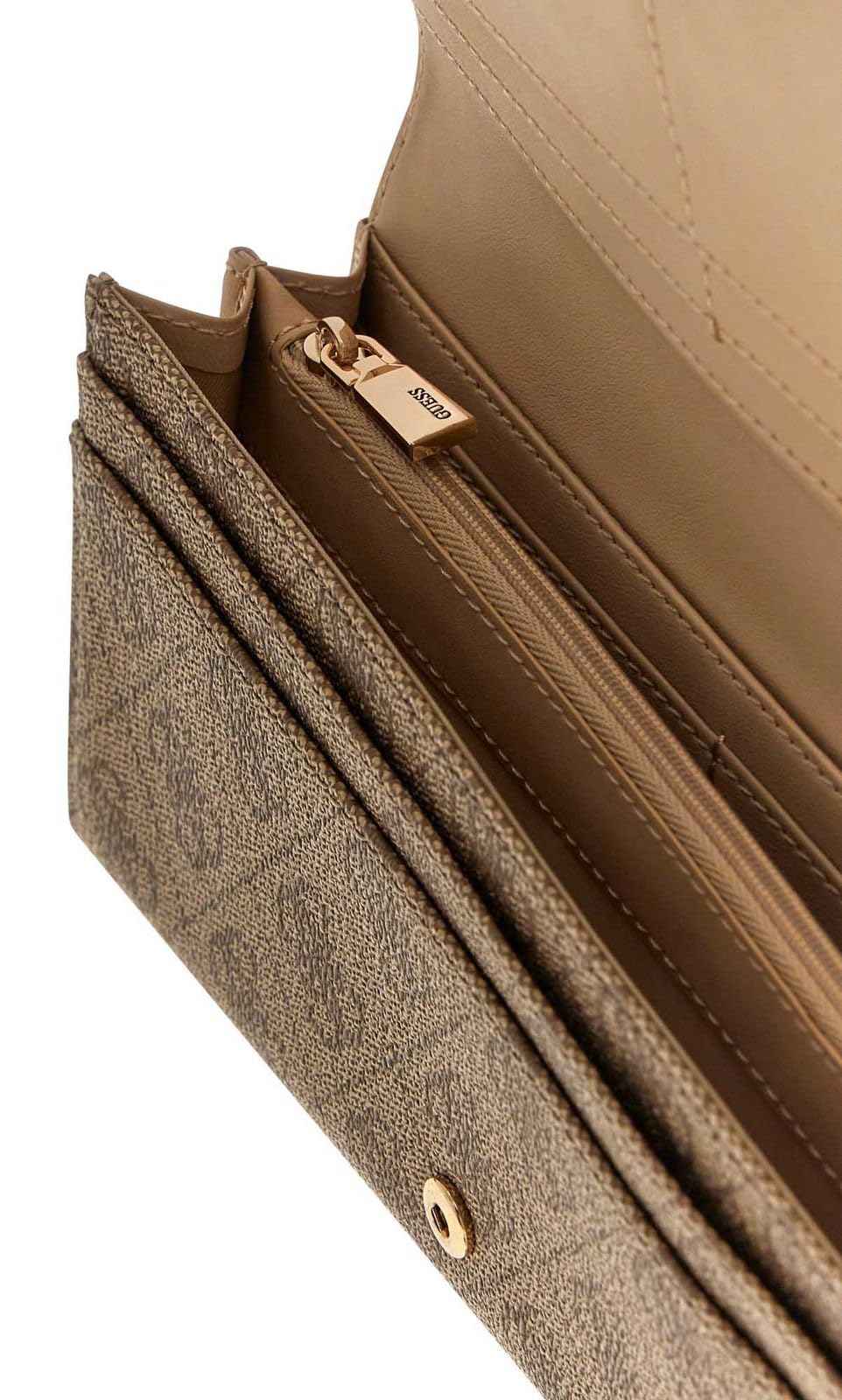 GUESS portafoglio Laurel II SLG Flap Organizer Latte Logo marrone chiaro