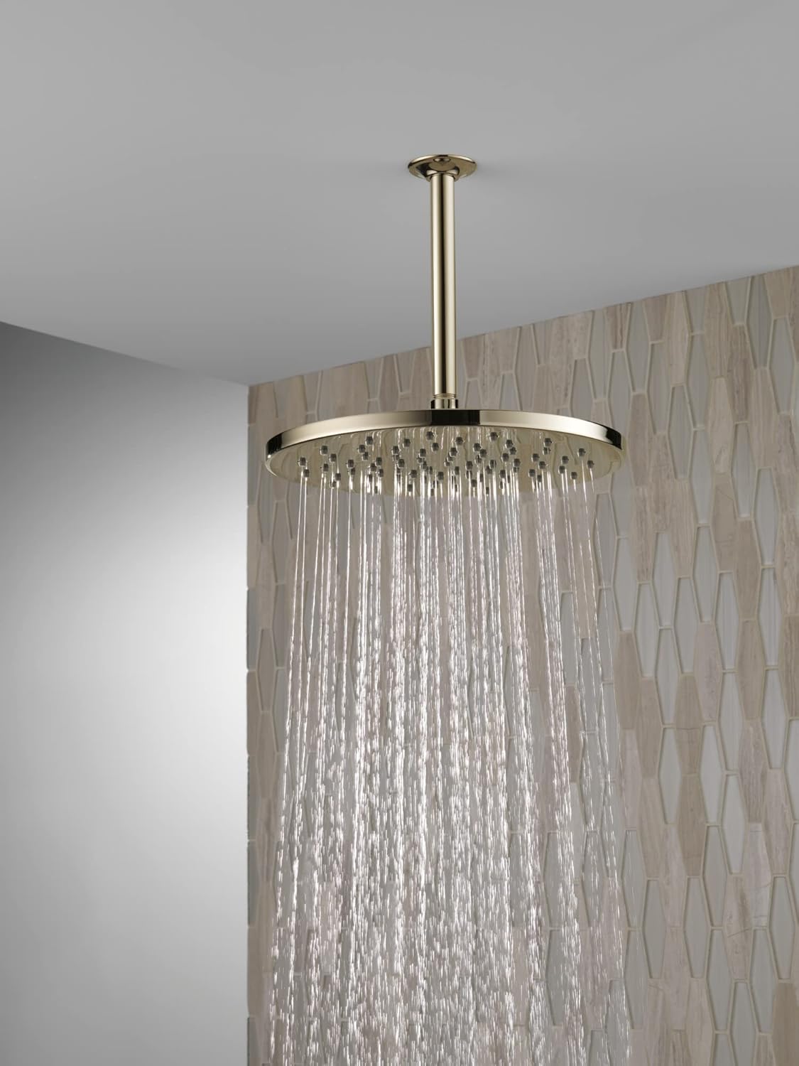 Delta Polished Nickel Round Rain Shower Head, 12 Inch Metal Large Shower Head Rainfall, Overhead Rain Showerhead, 1.75 GPM Flow Rate, Lumicoat Polished Nickel 52158-PN-PR